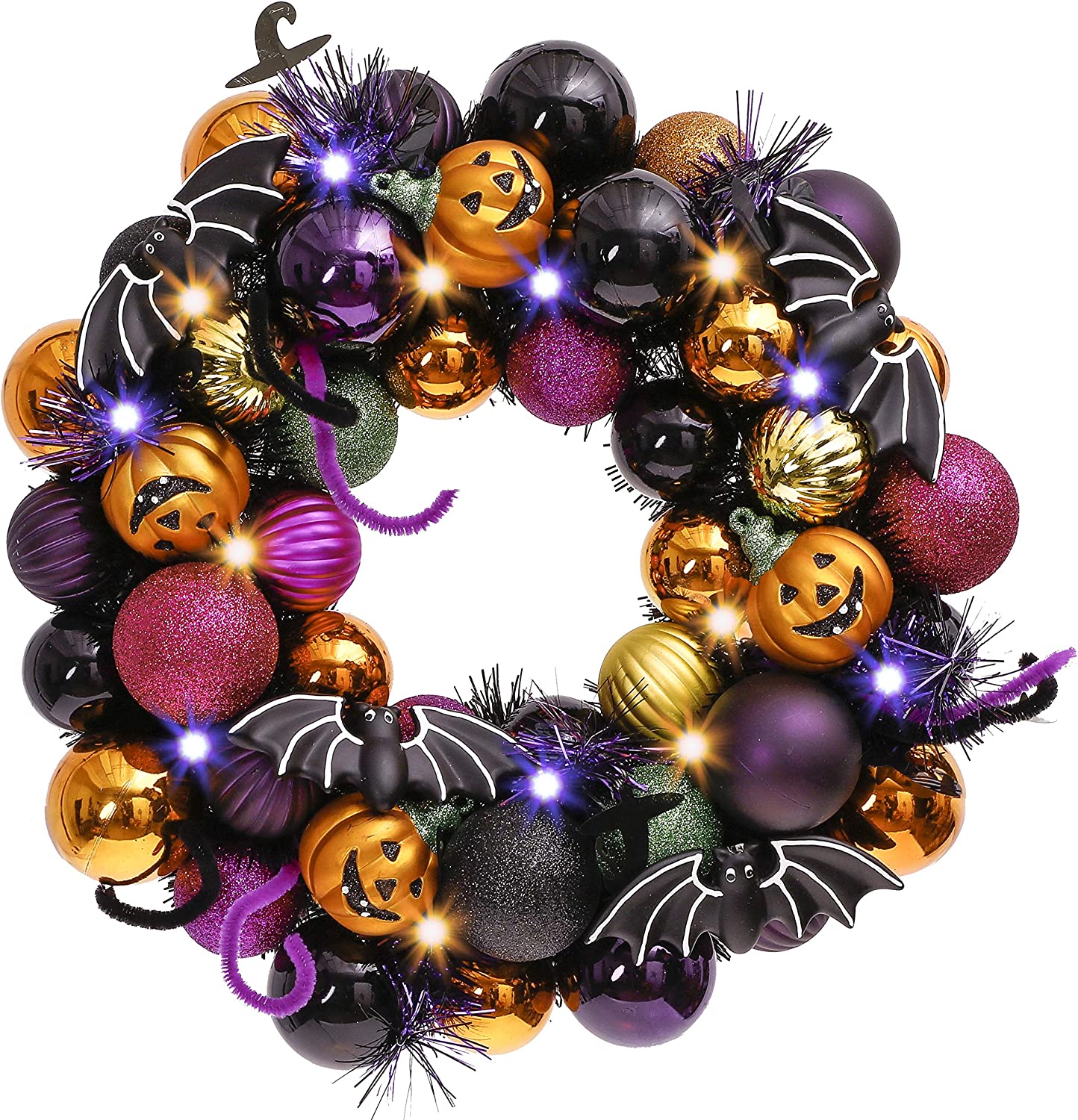 Valery Madelyn 12 inch Pre-Lit Halloween Ball Wreath