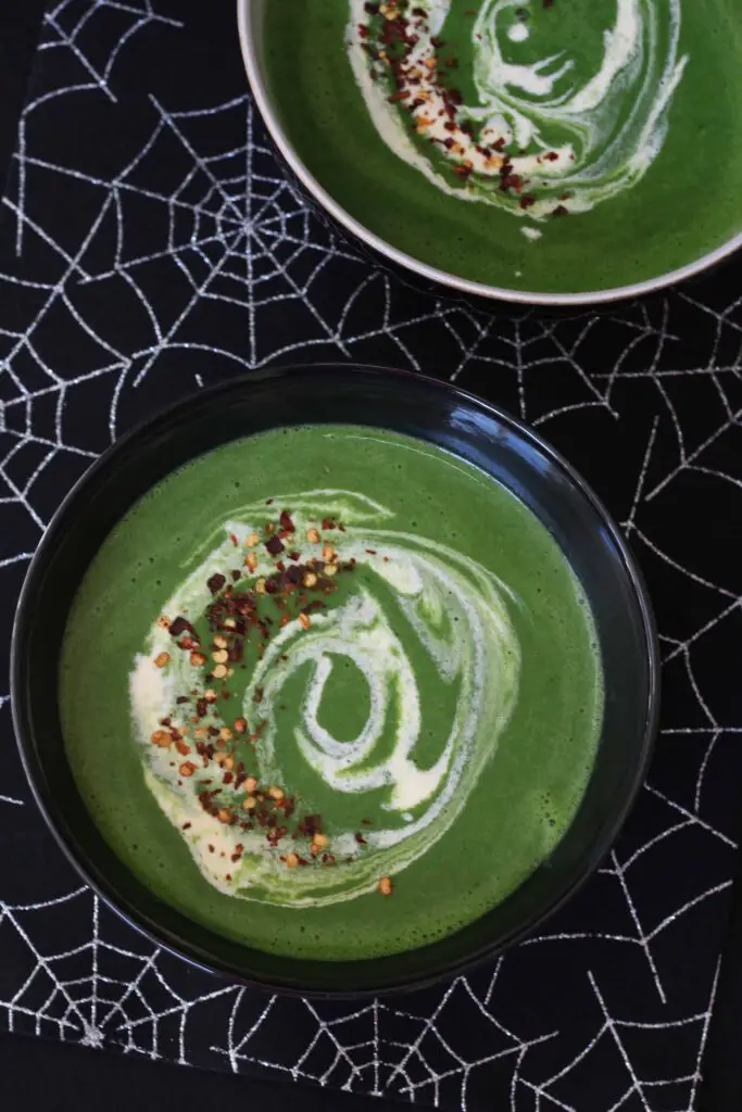 Green Goblin Halloween Spinach Soup | My Fussy Eater
