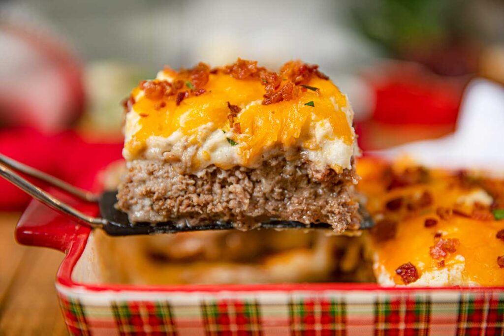 Loaded Mashed Potato Meatloaf Casserole | Dinner Then Dessert