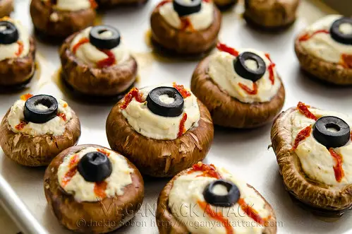 Stuffed Mushroom Eyeballs | Vegan Yack Attack