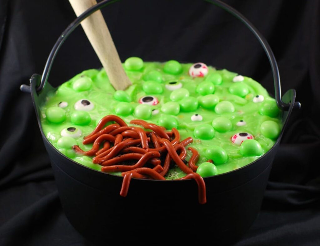 Witches Brew Spumoni Trifle with Jello Worms | Food Meanderings