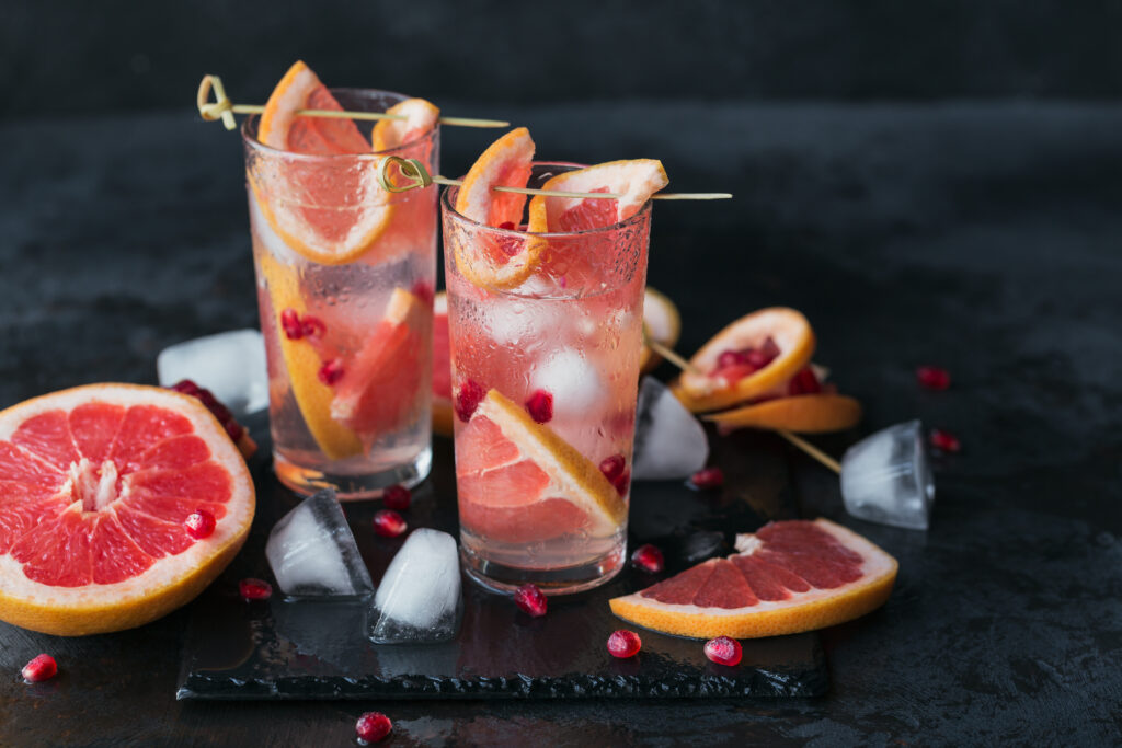 Boozy Grapefruit and Pomegranate Juice