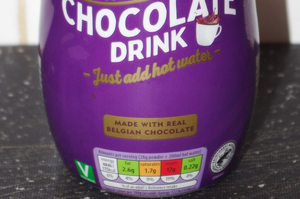 Aldi Choceur Instant Hot Chocolate Drink Closeup