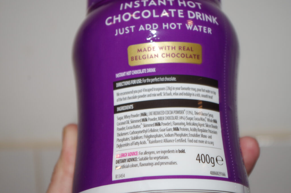 Aldi Choceur Instant Hot Chocolate Drink Ingredients