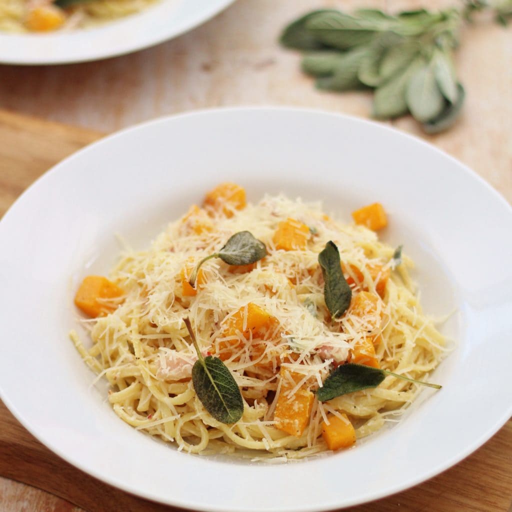 Bacon, Sage, and Pumpkin Pasta by Easy Peasy Foodie