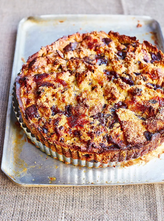 Bonkers Bread and Butter Panettone Pudding Tart by Jamie Oliver