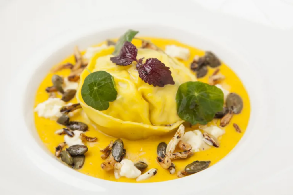 Colwick Cheese Tortellini with Pumpkin Velouté by Aaron Patterson GBC