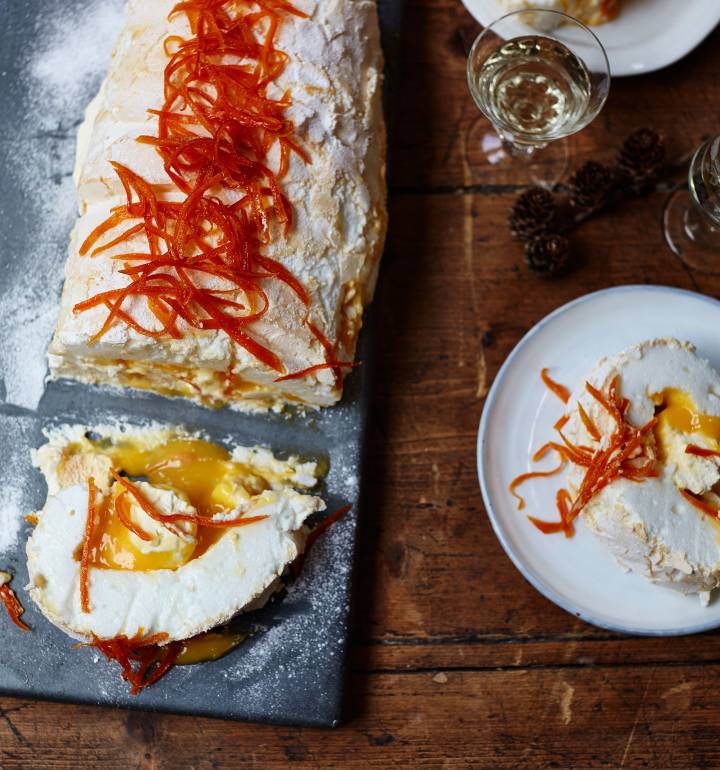 Meringue Roulade with Clementine Curd by Sainsbury's Magazine