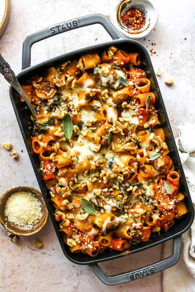Pasta Bake with Pumpkin Tomato Sauce by Dishing Out Health