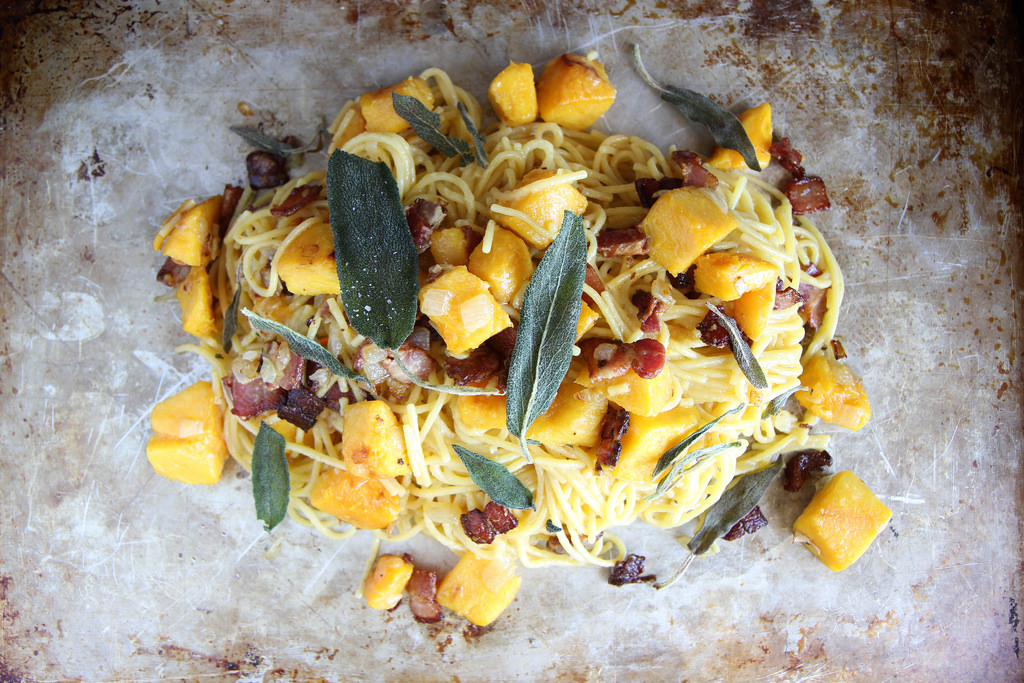 Pasta with Pumpkin, Bacon, and Fried Sage by Heather Christo