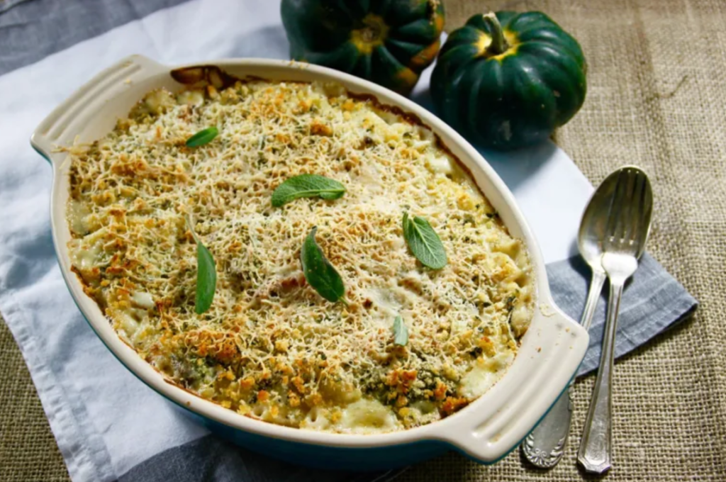 Roast Pumpkin, Blue Cheese, and Sage Baked Macaroni by Elly McCausland GBC