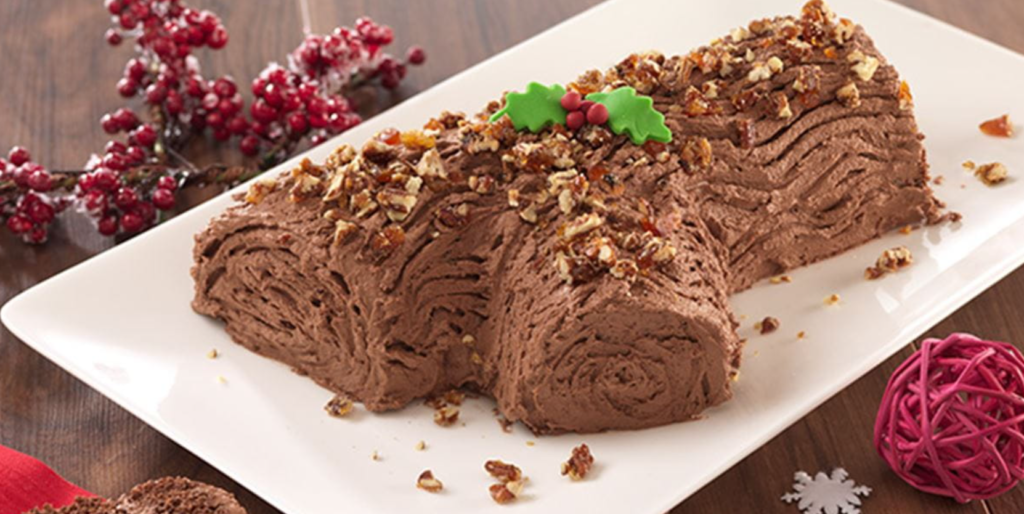 Salted Pecan Praline Yule Log by Bake with Stork