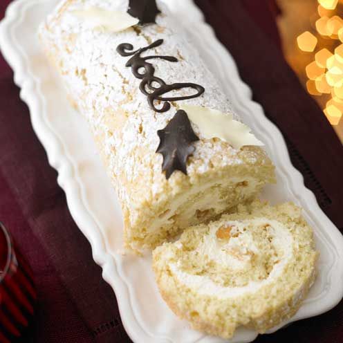 Snowy Almond Yule Log by Good Housekeeping UK