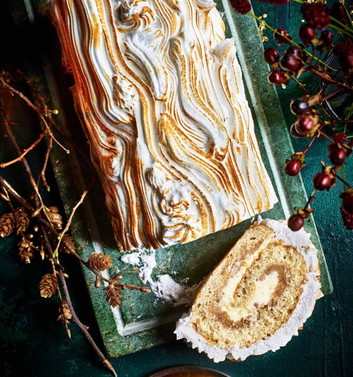 Spiced Chestnut and White Chocolate Yule Log by Sainsbury's Magazine