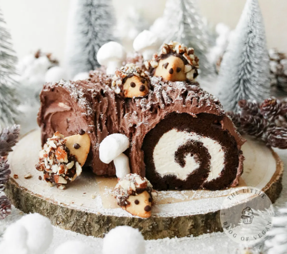 Vegan and Gluten-Free Chocolate Yule Log by The Little Blog of Vegan