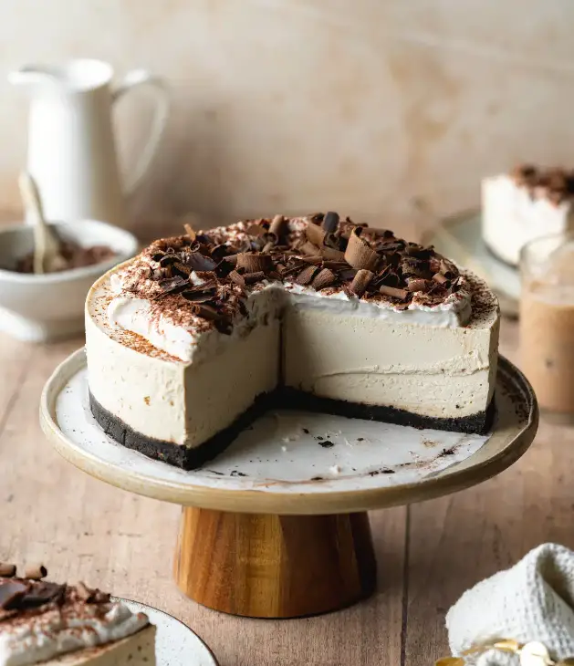 No-Bake Vegan Baileys and Coffee Cheesecake by Addicted to Dates
