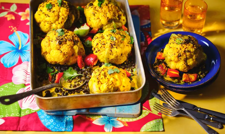 Vegan Baked Cauliflower with Black Beans and Coconut by Diabetes UK