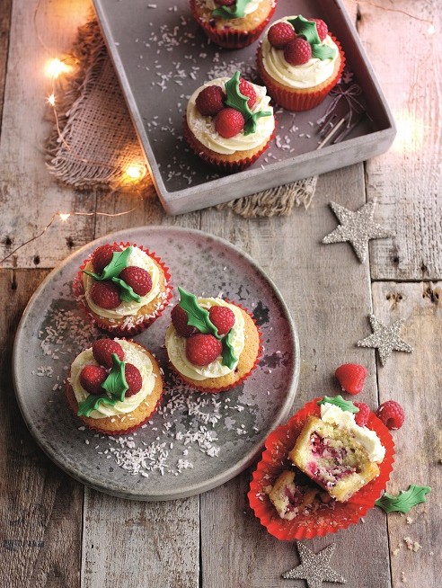 Coconut and Raspberry Christmas Cupcakes By Love Fresh Berries