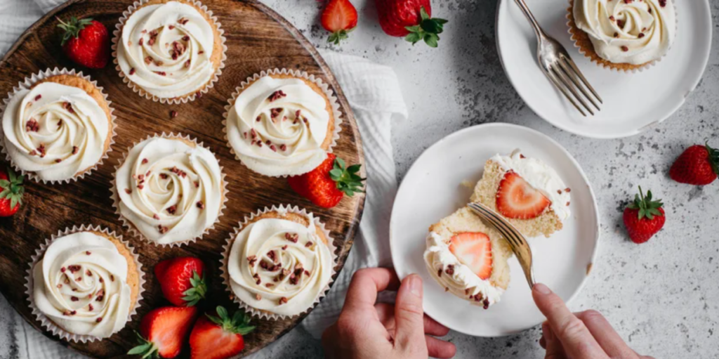 Prosecco and Strawberry Cupcakes by Baking Mad