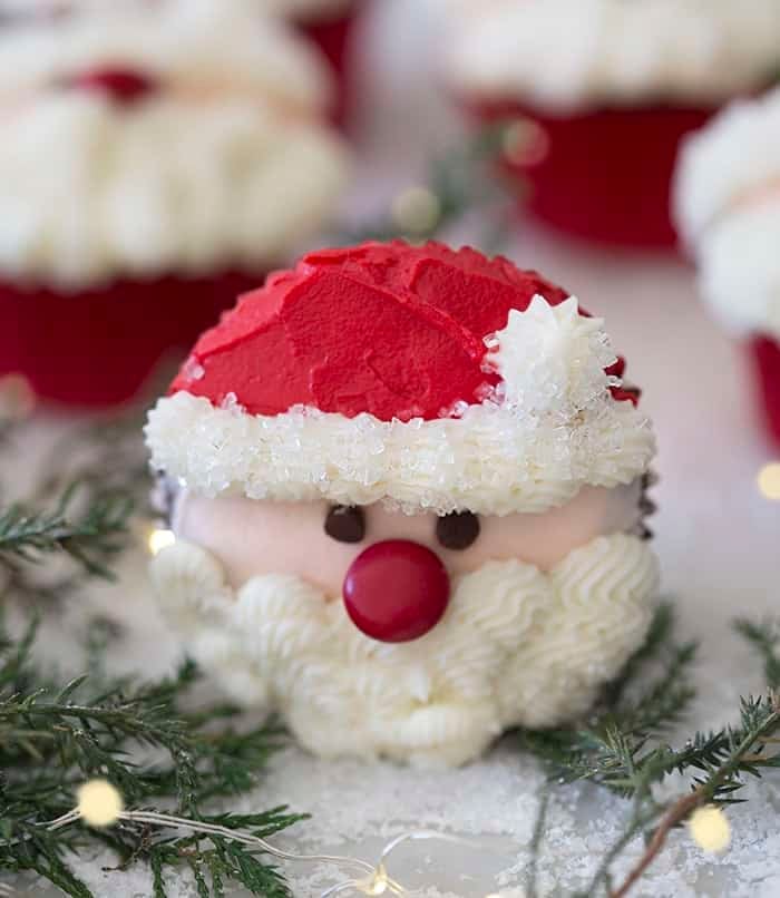 Santa Buttercream Cupcakes by Preppy Kitchen