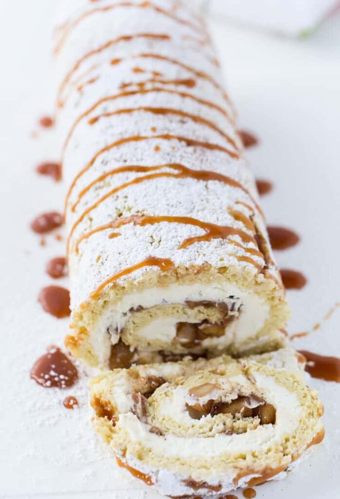 Apple Pie Cake Roll with Mascarpone Filling by A Classic Twist